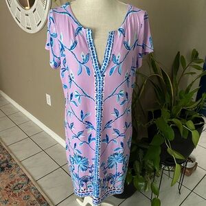 NWOT Lilly Pulitzer XL Dress Short Sleeve Knit V-Neck Elephant Jungle Print
